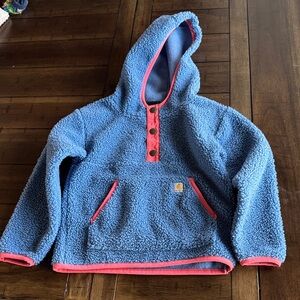 New girls CARHARTT long sleeve fleece quarter snap sweatshirt Size 4T Blue Pink